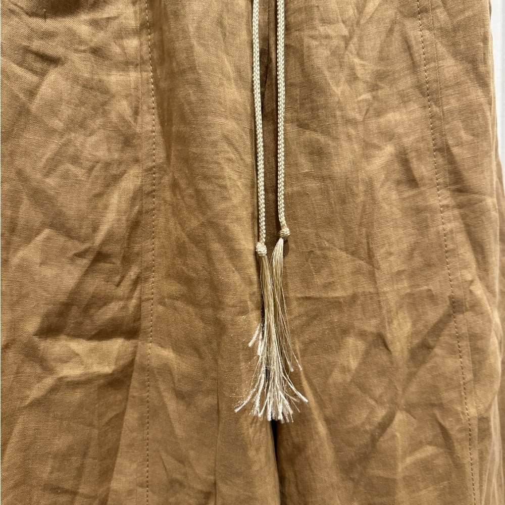 MARELLA fade drawstring paper bag Camel khaki Wide-Leg Pants linen resort beach - Picture 6 of 8